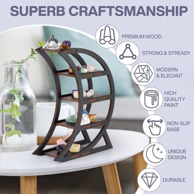 Apartamento Prateleira de display de cristal de madeira Porta Lua Prateleiras decorativas para sala de estar