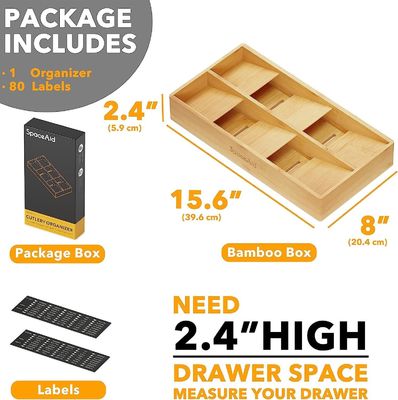Organizador Caixa de prata com caixa de madeira simples 6 slots Bamboo porta bandeja em natural