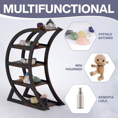 Apartamento Prateleira de display de cristal de madeira Porta Lua Prateleiras decorativas para sala de estar