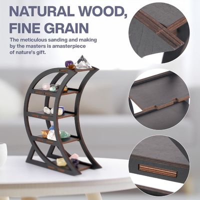 Apartamento Prateleira de display de cristal de madeira Porta Lua Prateleiras decorativas para sala de estar