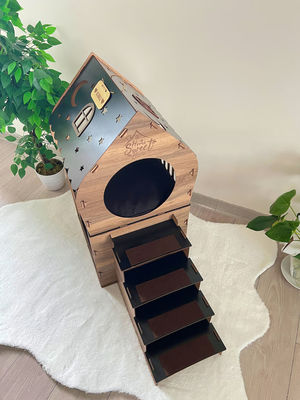 Mobiliário moderno para gatos Casa de coelho de madeira de forma personalizada para gatos e animais pequenos