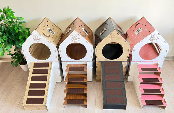 Mobiliário moderno para gatos Casa de coelho de madeira de forma personalizada para gatos e animais pequenos