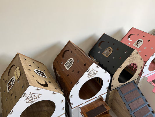 Mobiliário moderno para gatos Casa de coelho de madeira de forma personalizada para gatos e animais pequenos