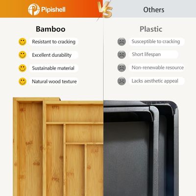 Maximize o espaço da sua gaveta com a bandeja de talheres de bambu organizador de gaveta 3 espessura de fio