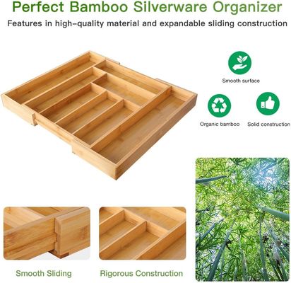 Maximize o espaço da sua gaveta com a bandeja de talheres de bambu organizador de gaveta 3 espessura de fio