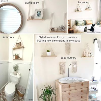Prateleira de parede de madeira Conjunto de 2 prateleiras flutuantes para ideias de organização de banheiro