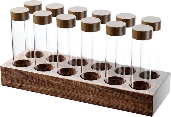 Container de armazenamento de grãos de café de madeira versátil com tubo de dose única e suporte de suporte