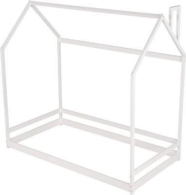 Mobiliário de quarto de crianças Cama de chão de tamanho duplo com design de casa de madeira e moldura de dossel