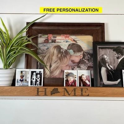 Estante flutuante de madeira maciça de estilo rústico com opção de personalização