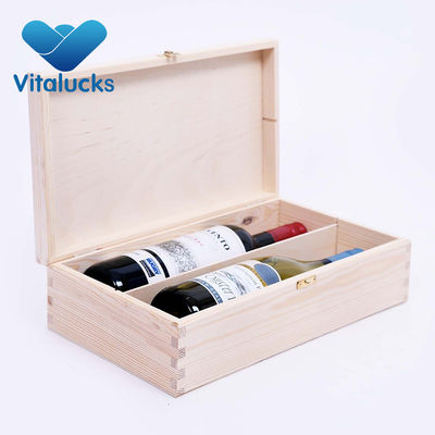 Caixa de vinho de madeira de pinheiro com pacote de presente 34x20x10cm personalizado