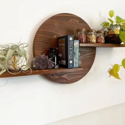 Refeitório de parede de madeira Quadro flutuante Display de cristal Plant Stand para sala de estar Display