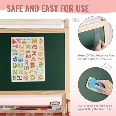 Madeira maciça Ajustável Duplo Lado Arte Desenho Chalkboard de pé com material de pinheiro