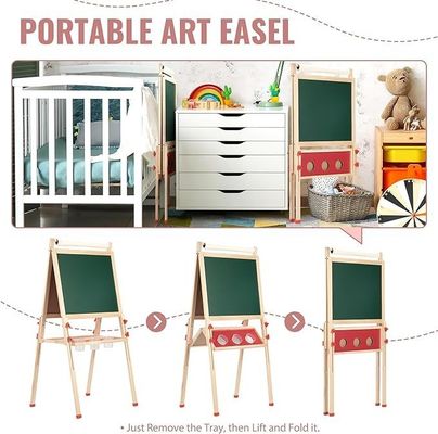 Madeira maciça Ajustável Duplo Lado Arte Desenho Chalkboard de pé com material de pinheiro