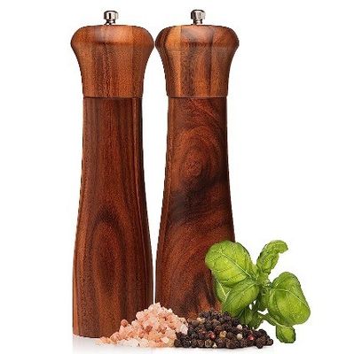 Conjunto de moedor de sal e pimenta de madeira Mecanismo de moagem cerâmica ajustável para indústria alimentar