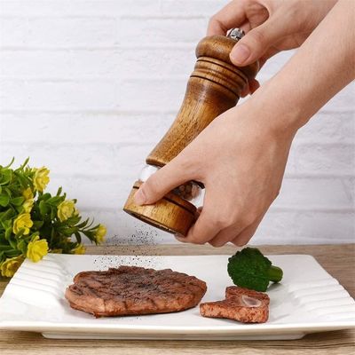 Conjunto de moedor de sal e pimenta de madeira Mecanismo de moagem cerâmica ajustável para indústria alimentar