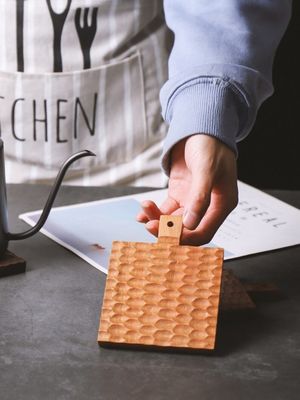 Tapete de isolamento criativo de madeira maciça para suporte de xícara de café de madeira de cereja