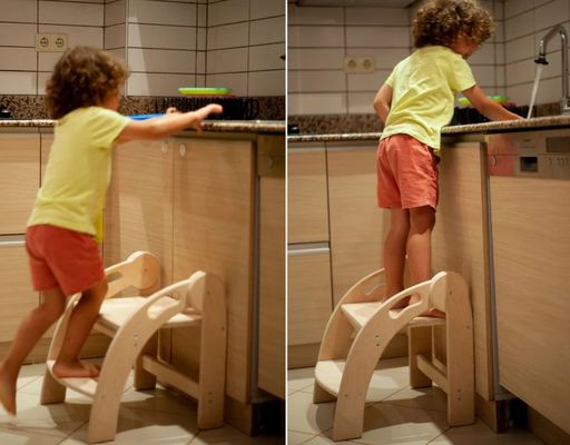 Logotipo personalizado Tabuleiro de passo de madeira para crianças Tabuleiro de criança dobrável Design Montessori