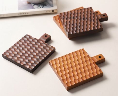 Tapete de isolamento criativo de madeira maciça para suporte de xícara de café de madeira de cereja