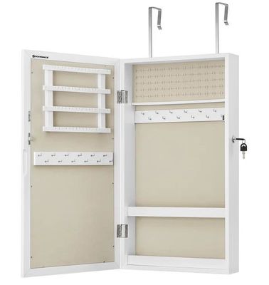 Serviço personalizado Armário de jóias brancas com 6 gavetas e estrutura de madeira maciça