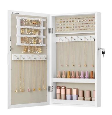 Serviço personalizado Armário de jóias brancas com 6 gavetas e estrutura de madeira maciça