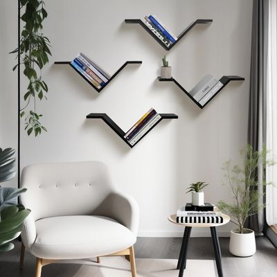 Estante de escritório montado em parede rectangular Conjunto de 2 estantes de livros de Sumgar em paredes para quarto