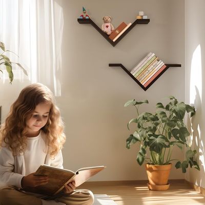 Estante de escritório montado em parede rectangular Conjunto de 2 estantes de livros de Sumgar em paredes para quarto