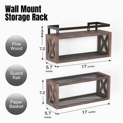 Economize espaço com prateleiras de madeira flutuantes e corrimão