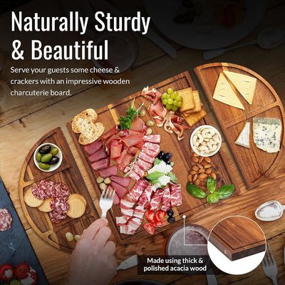 All-Season Wood Round Cheese Board Set Unique Boards de Charcuterie de madeira extra grande bandeja de queijo