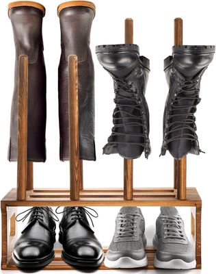 Rastreador de botas de madeira rústica Organizador de cor Como seu pedido para armazenamento de sapatos de entrada