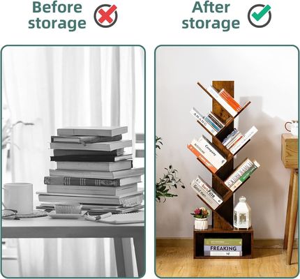 6 prateleiras feitas à mão Retro Piso Estante Armazém de livros Alto Armazém de livros de madeira Prateleiras organizadoras