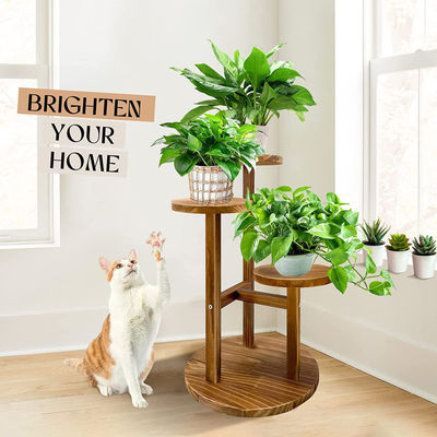 Logotipo personalizado Stand de planta de madeira para planta de jardim de pinheiro interior e stand em camadas