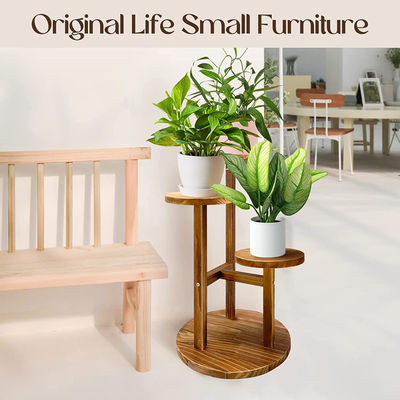 Logotipo personalizado Stand de planta de madeira para planta de jardim de pinheiro interior e stand em camadas