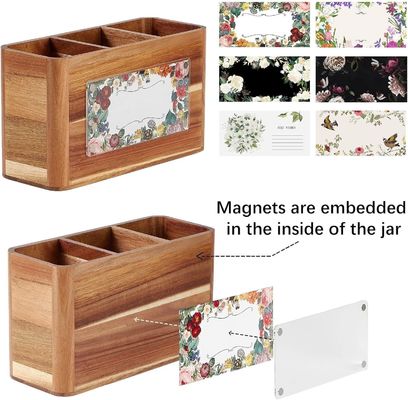 Contador Grande porta utensílios de madeira de acácia para impressão de cozinha manuseio laser gravura