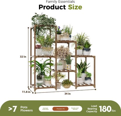 3 Tiers Escada Multipl Plant Holder Rack de plantas de madeira para sala de estar Patio Boho Decoração de casa
