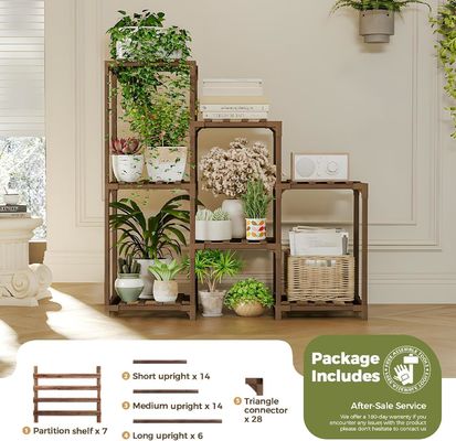 3 Tiers Escada Multipl Plant Holder Rack de plantas de madeira para sala de estar Patio Boho Decoração de casa