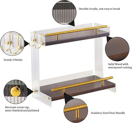 Organizador de balcão de banheiro de madeira para cosméticos e cuidados com a pele