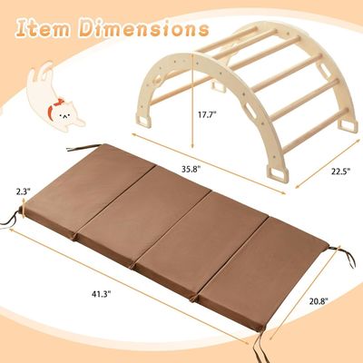 Montessori Arco de Madeira Alpinista Jogos de Escalada para Crianças com Travesseiro e Design de Balanço