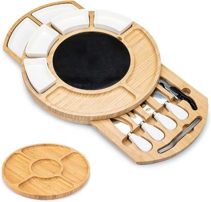 Rectângulo de queijo de bambu Prato e faca para compradores comerciais Lojas de presentes