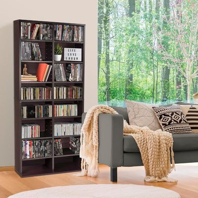 12 prateleiras ajustáveis e 4 prateleiras fixas