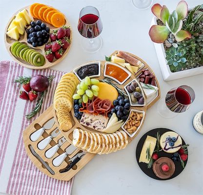 Rectângulo de queijo de bambu Prato e faca para compradores comerciais Lojas de presentes