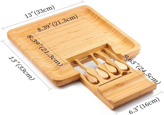 Rectângulo de queijo de bambu Prato e faca para compradores comerciais Lojas de presentes