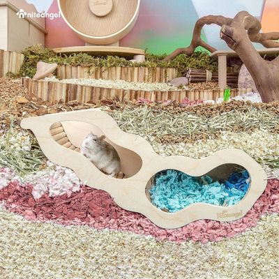 Amostra Casa de hamster de madeira gratuita com escada de escalada e túnel secreto