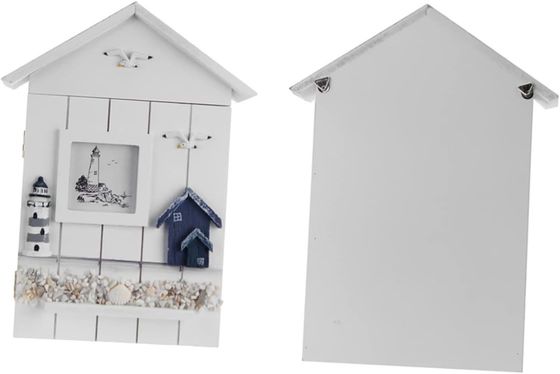 PANEL de madeira de estilo mediterrânico forma de casa porta-chave de jóias para parede de entrada