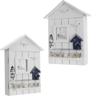 PANEL de madeira de estilo mediterrânico forma de casa porta-chave de jóias para parede de entrada