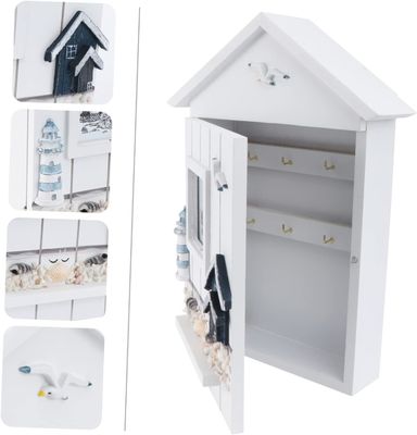 PANEL de madeira de estilo mediterrânico forma de casa porta-chave de jóias para parede de entrada