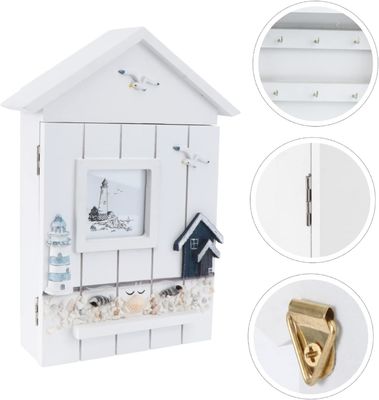 PANEL de madeira de estilo mediterrânico forma de casa porta-chave de jóias para parede de entrada