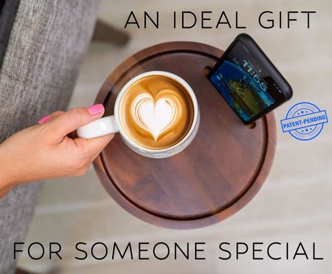 Tabela de café específica Tabela de bebida de madeira moderna com telefone montado e tamanho redondo pequeno