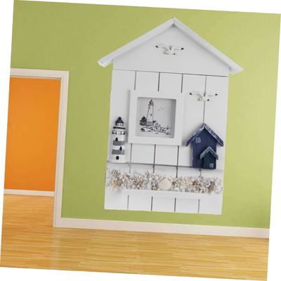 PANEL de madeira de estilo mediterrânico forma de casa porta-chave de jóias para parede de entrada