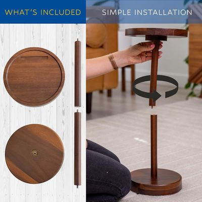 Tabela de café específica Tabela de bebida de madeira moderna com telefone montado e tamanho redondo pequeno