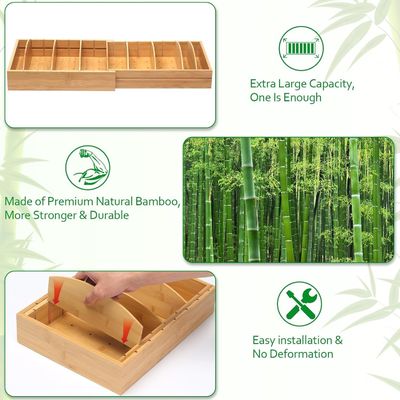Bamboo de madeira expansível 13-27 "Container de armazenamento de alimentos Organizador para cozinha OEM Jantar